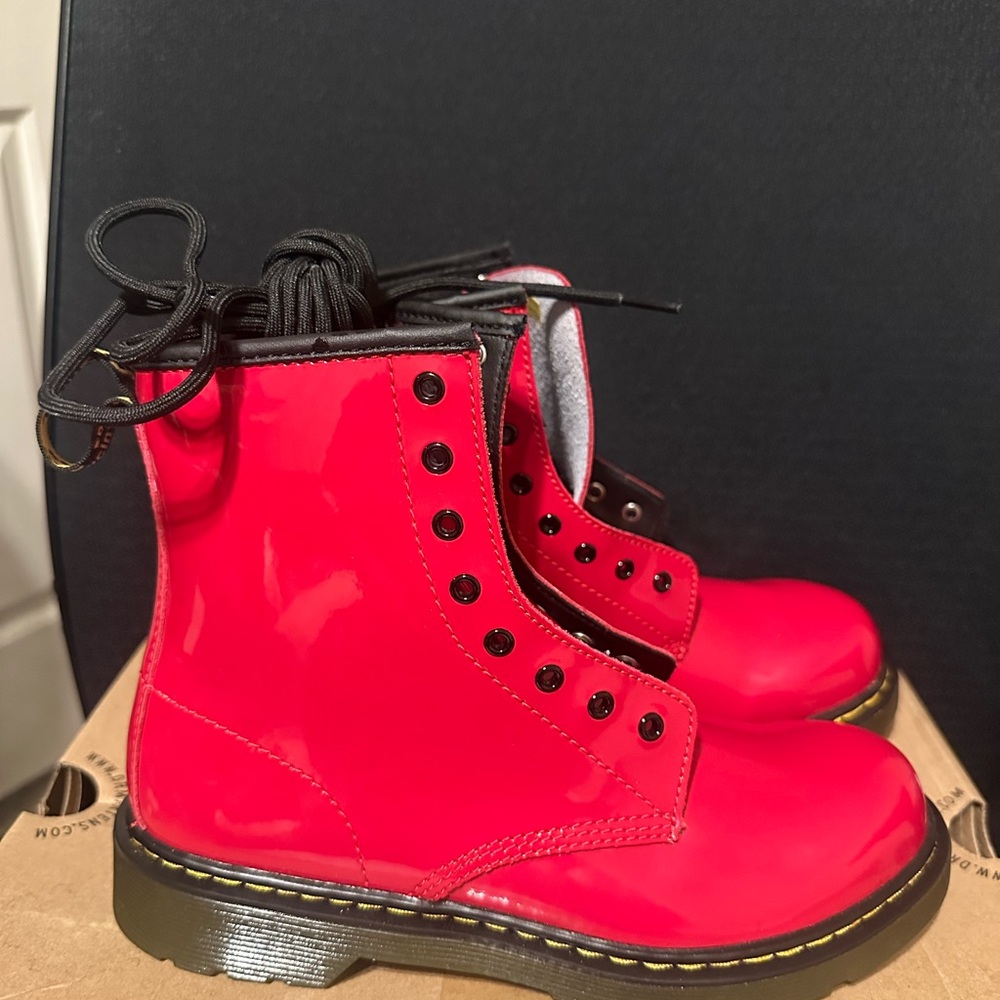 Dr. Martens Red patent leather boots